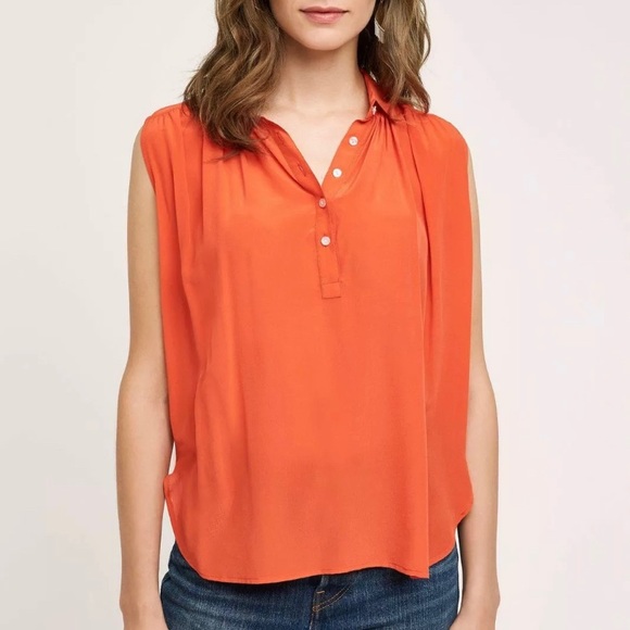 Anthropologie Maeve Orange sleeveless top sz med - Picture 1 of 3